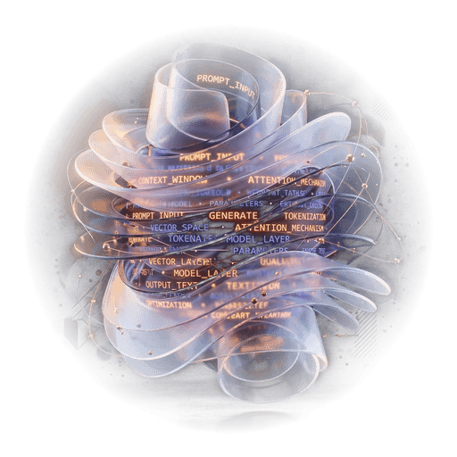LLM Engineering Glassmorphic Figure