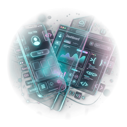 Web & Mobile Development Glassmorphic Figure